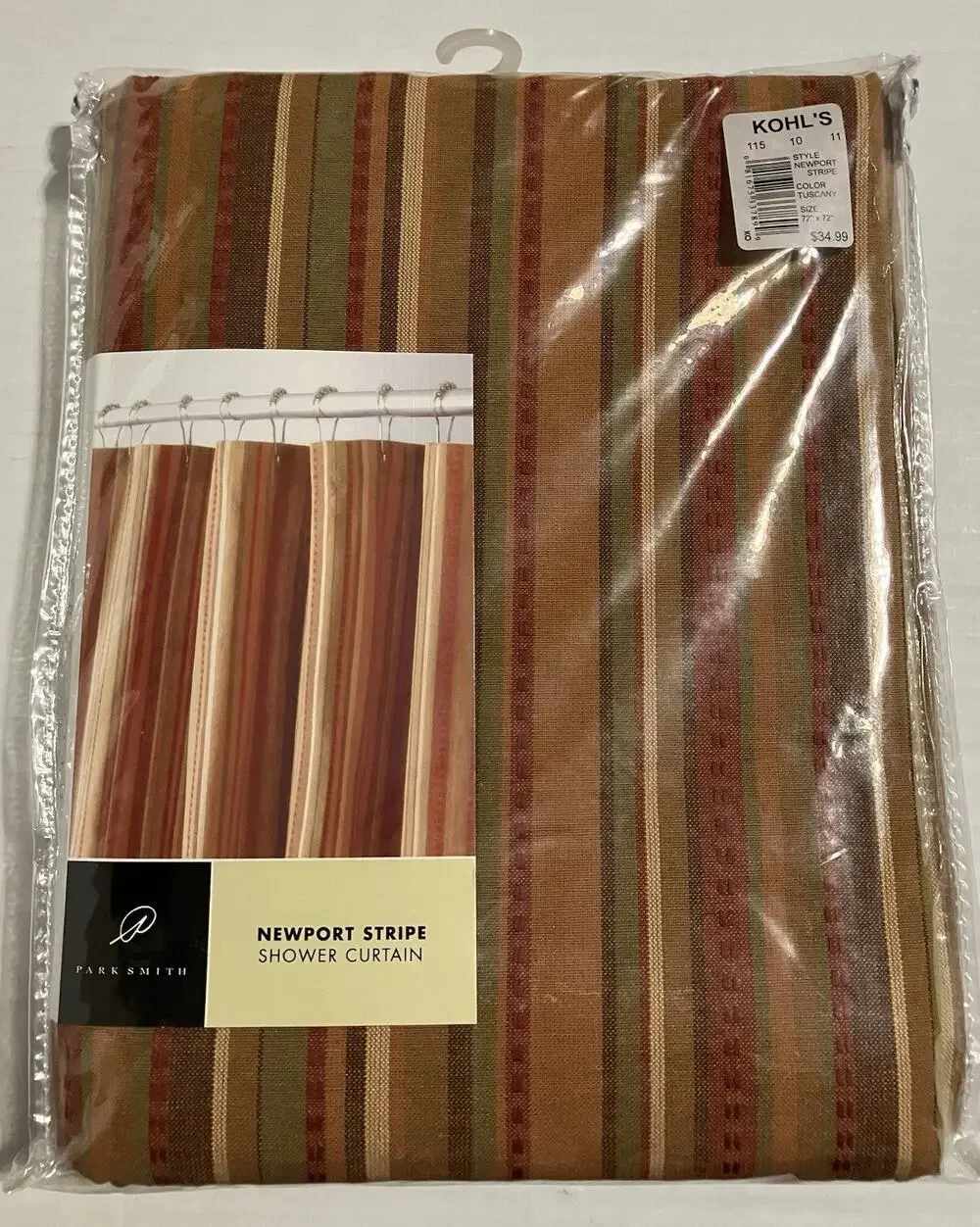 Park Smith Newport Stripe Shower Curtain Tuscany 100% Cotton 72X72 Made in India